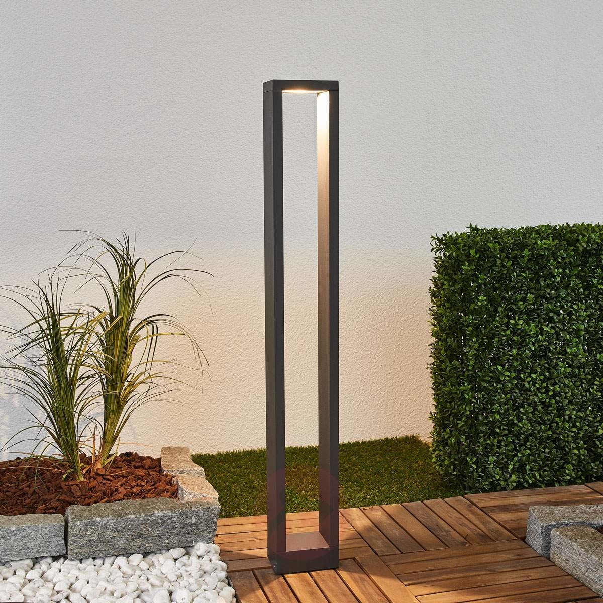 LAMPENWELT.COM Jupp, kanciasty słupek oświetleniowy LED, 90 cm