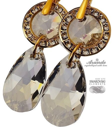 Swarovski PIĘKNE KOLCZYKI SILVER GOLD ZŁOTE SREBRO