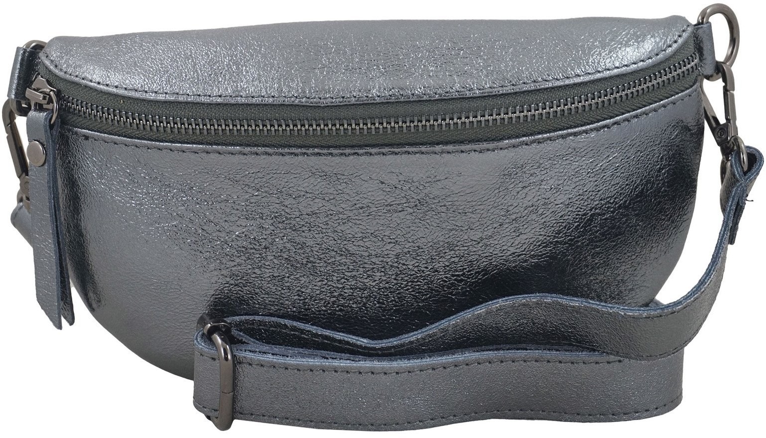 Barberini's Saszetka nerka / skórzana metalizowana - Srebrna ciemna 880/1-46