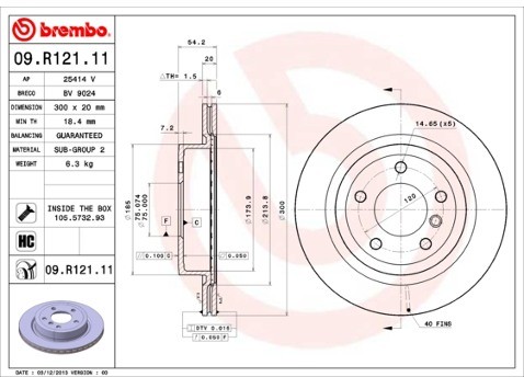 BREMBO Tarcza hamulcowa 09.R121.11