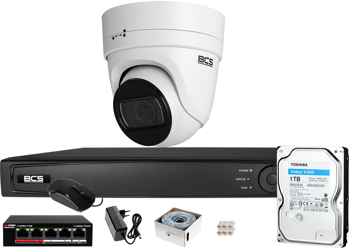 BCS Zestaw monitoringu View Rejestrator IP 1x Kamera FullHD V-EI236IR3 ZM14236