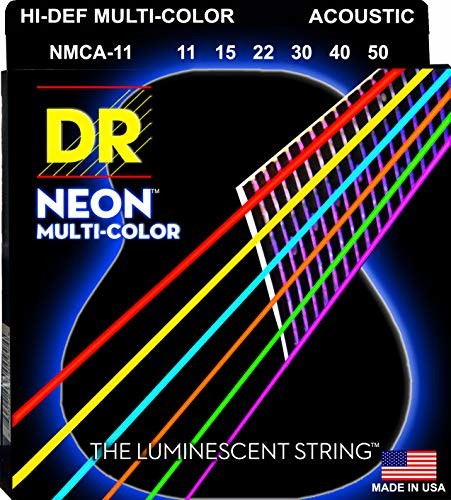 DR Strings NMCA-11 NEON struny akustyczne, niestandardowe Lite, wielokolorowe, pełny rozmiar 4/4 NMCA-11