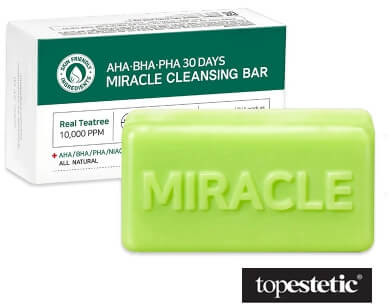 Some By Mi Some By Mi 30 Days Mireacle Cleansing Bar Mydło z naturalnymi kwasami AHA i BHA przeznaczone do kuracji oczyszczającej skóry trądzikowej 95 g