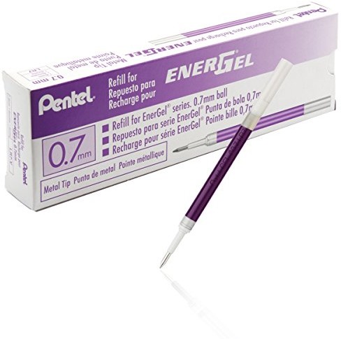 Pentel LR7-V wkłady do długopisów EnerGel, grubość kreski 0,35 mm, średnica kulki 0,7 mm, 12 sztuk, kolor fioletowy LR7-V