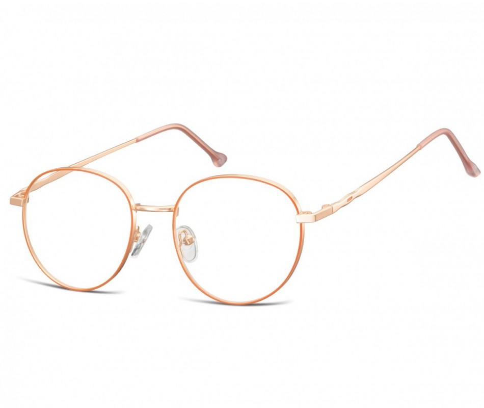 SUNOPTIC Okulary Oprawki owalne Lenonki optyczne 912C złoto - pomarańczowe