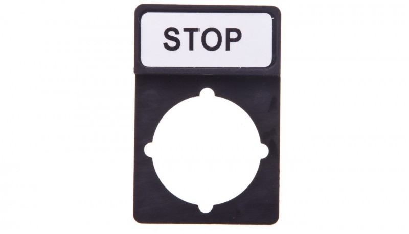 Spamel Tabliczka opisowa STOP 44x30mm czarna prostokątna ST22-1901\P03 ST22-1901\P03