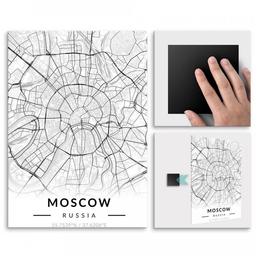 Pix4home Plakat metalowy Mapa B&W Moskwa M POS-M-03422