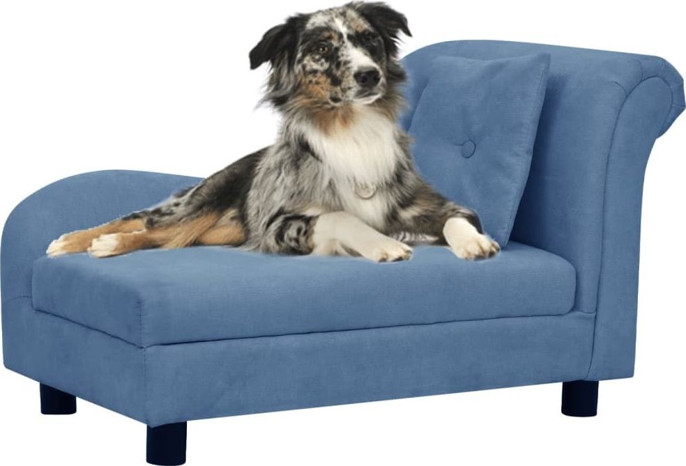 Vidaxl Sofa dla psa z poduszką niebieska 83x44x44 cm pluszowa 171104