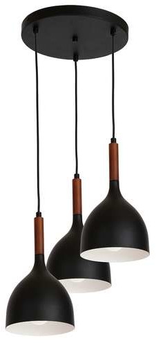 Luminex Noak wood 1390 lampa wisząca zwis 3x60W E27 czarny / brązowy
