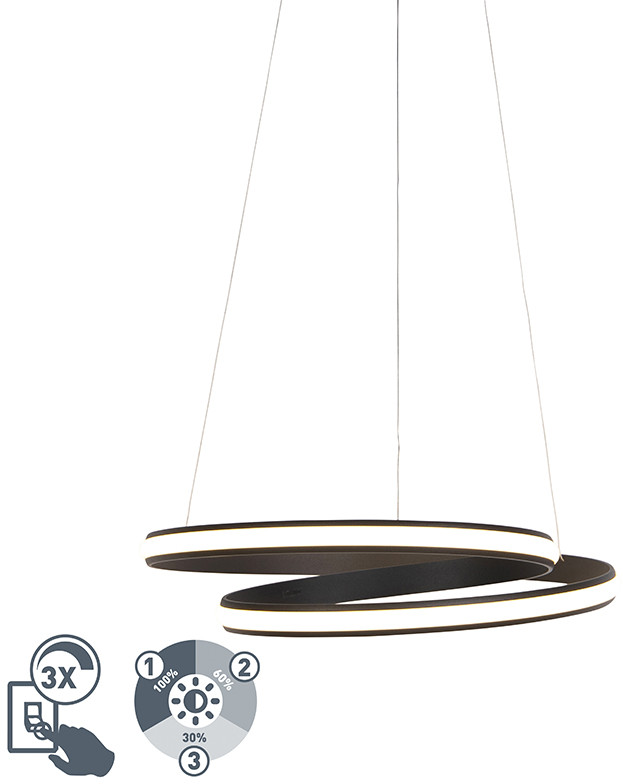 QAZQA Designerska lampa wisząca czarna 55 cm z diodami LED - Rowan