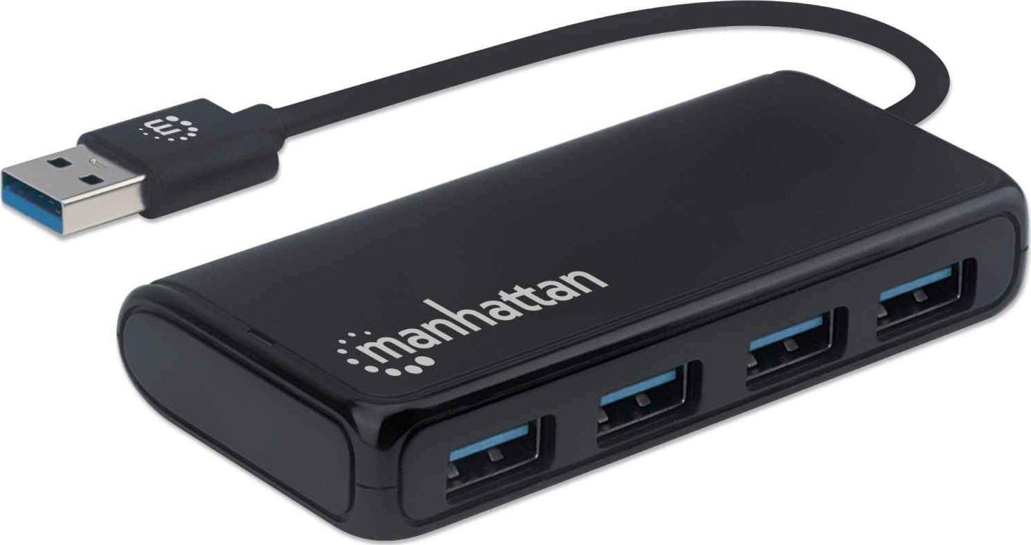 Manhattan HUB USB 4-portowy USB 3.2 czarny 164900 164900