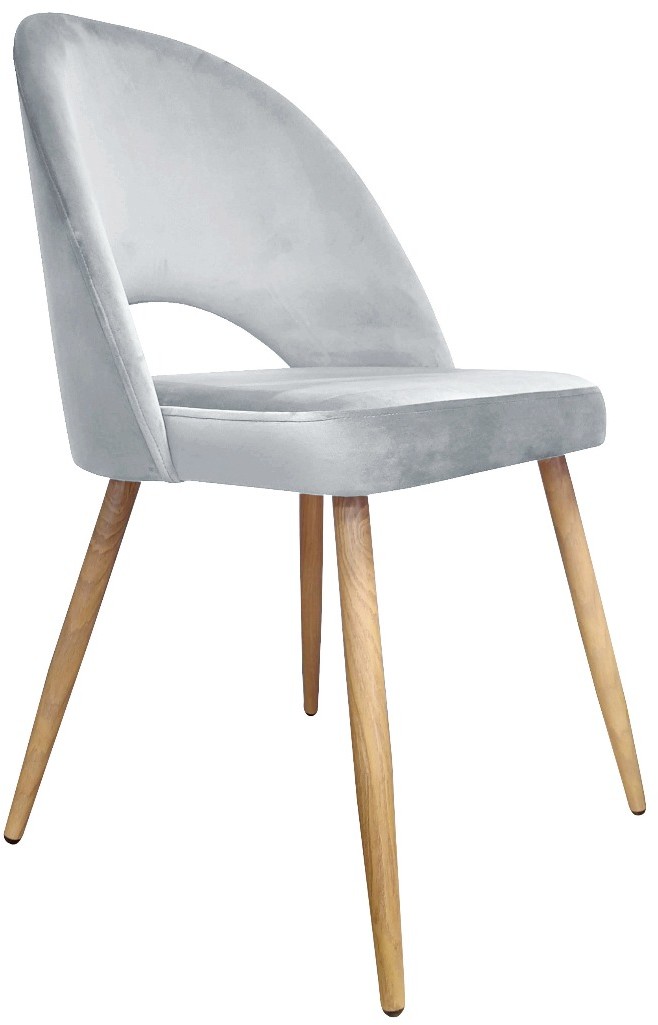 Atos Krzesło ISKAR 2 VELVET szare/dąb do salonu w stylu glamour POLO-DAB-MG17