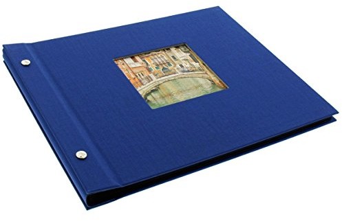 Goldbuch Bella Vista 26975 skręcany album na zdjęcia, lniany, 40 czarnych stron przekładanych pergaminem, 30 x 25 cm, kolor: niebieski 26 975