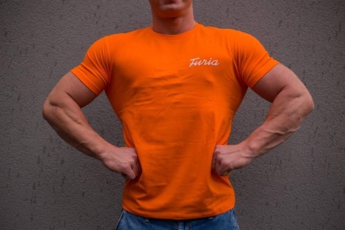 Furia Koszulka slim fit pomarańczowa męska Furia