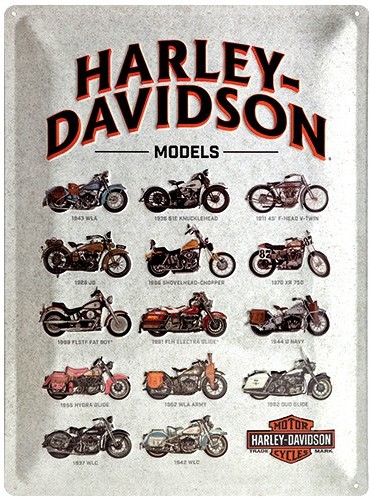 Nostalgic-Art 23233 Harley-Davidson model Chart, tabliczka blaszana, 30 x 40 cm 23233
