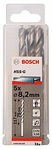 Bosch Professional Bosch Pro szlifowane wiertło do metalu HSS-G (5 sztuki,  8,2 MM) 2608585509