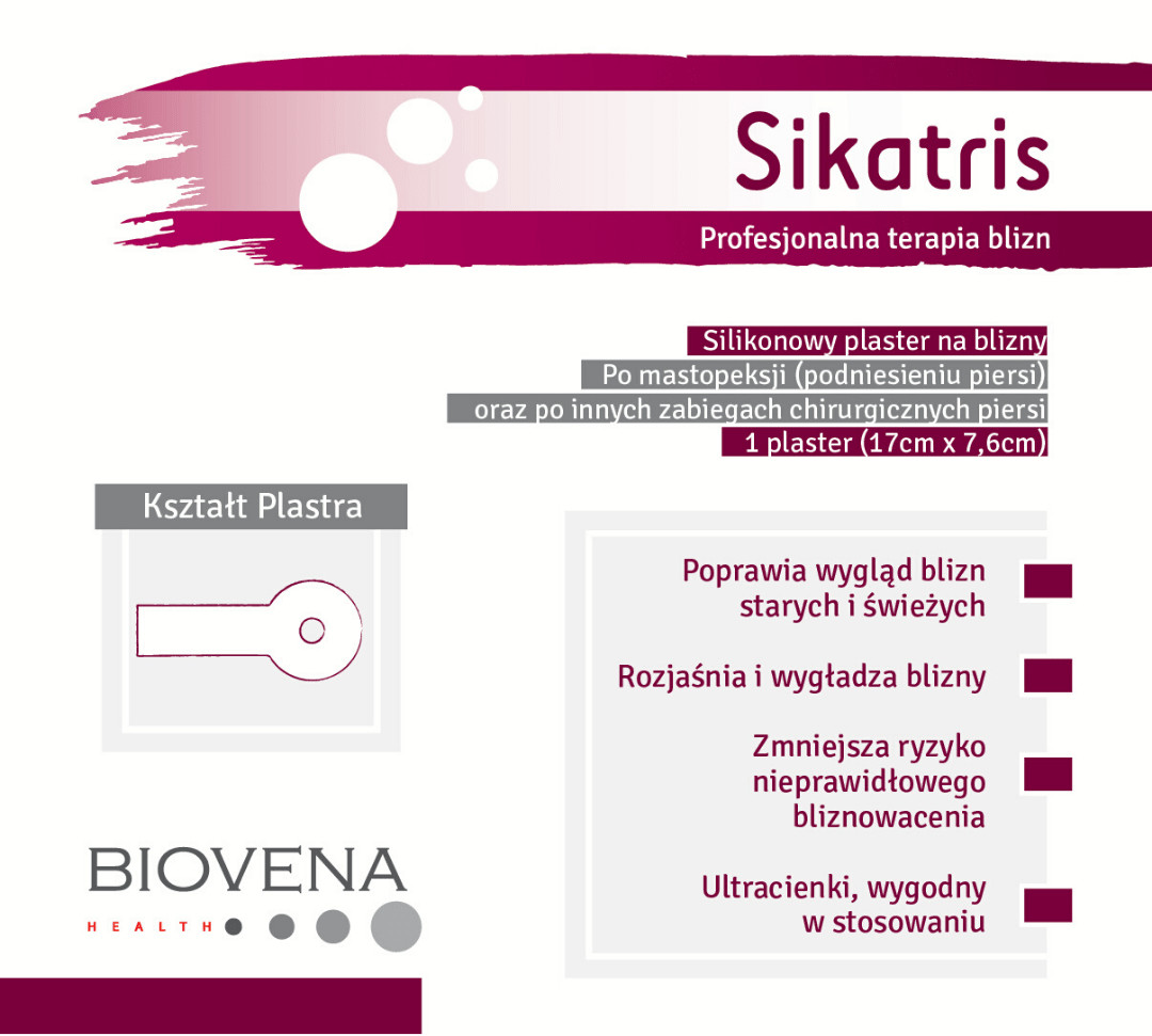 Biovena Health SIKATRIS plastrów silikonowy po mastopeksji  (5 szt.)