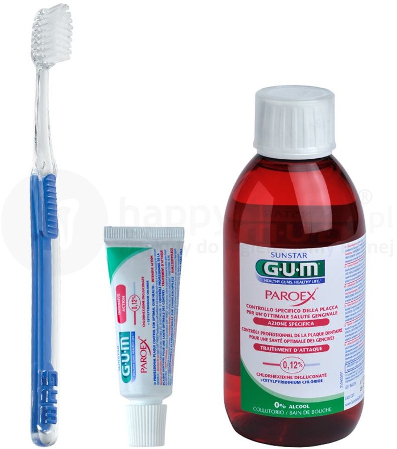 Sunstar GUM PAROEX zestaw pozabiegowy - płyn PAROEX, szczoteczka pooperacyjna, mini pasta do zębów