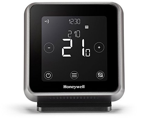 Honeywell y6r910rw8021 Lyric t6r Wi-Fi termostat do pomieszczeń i odbiornik Box z uchwytem na stół i zasilacz sieciowy, czarny