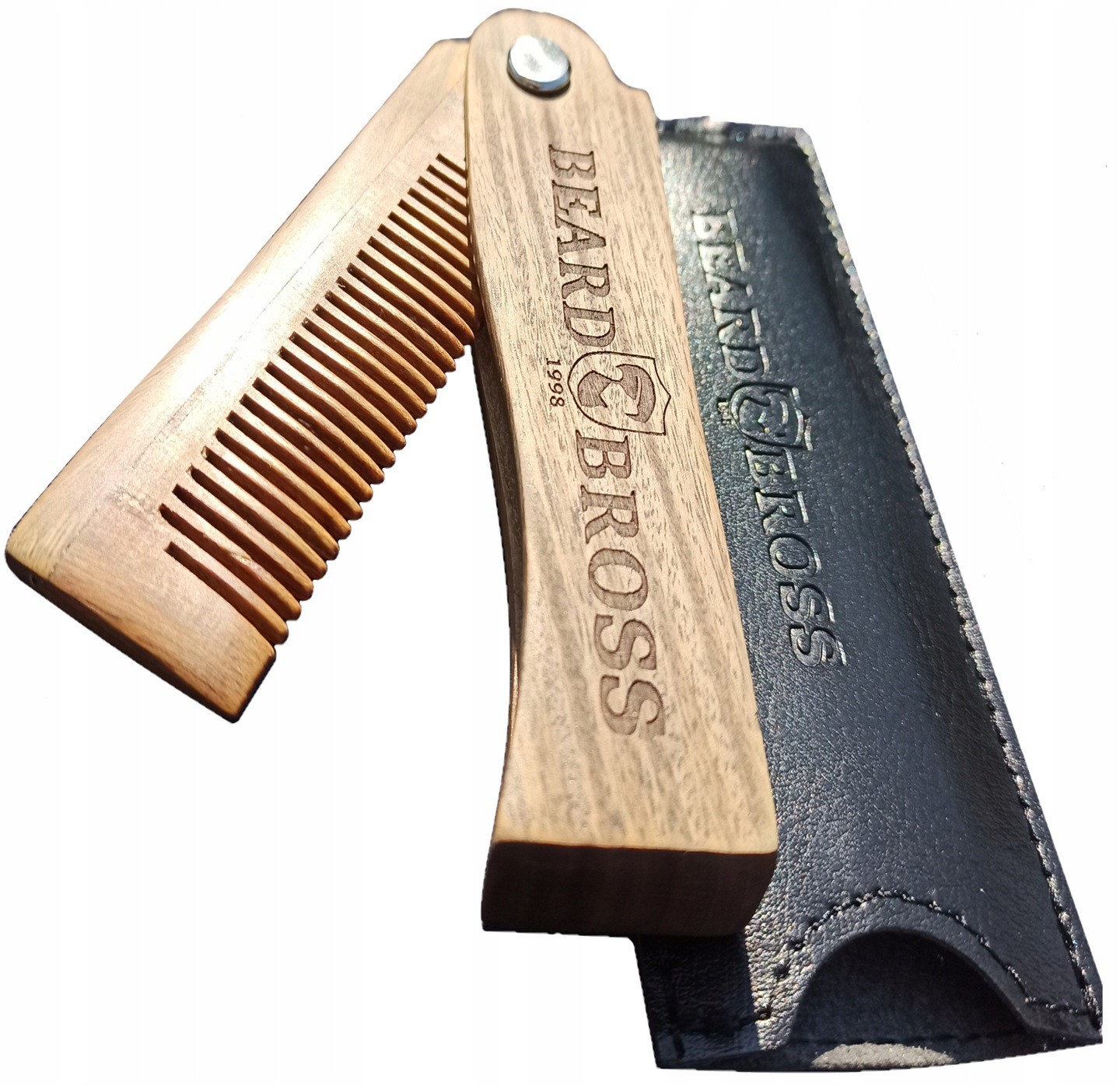 Beard Bross Grzebien Składany drewniany z grawerką