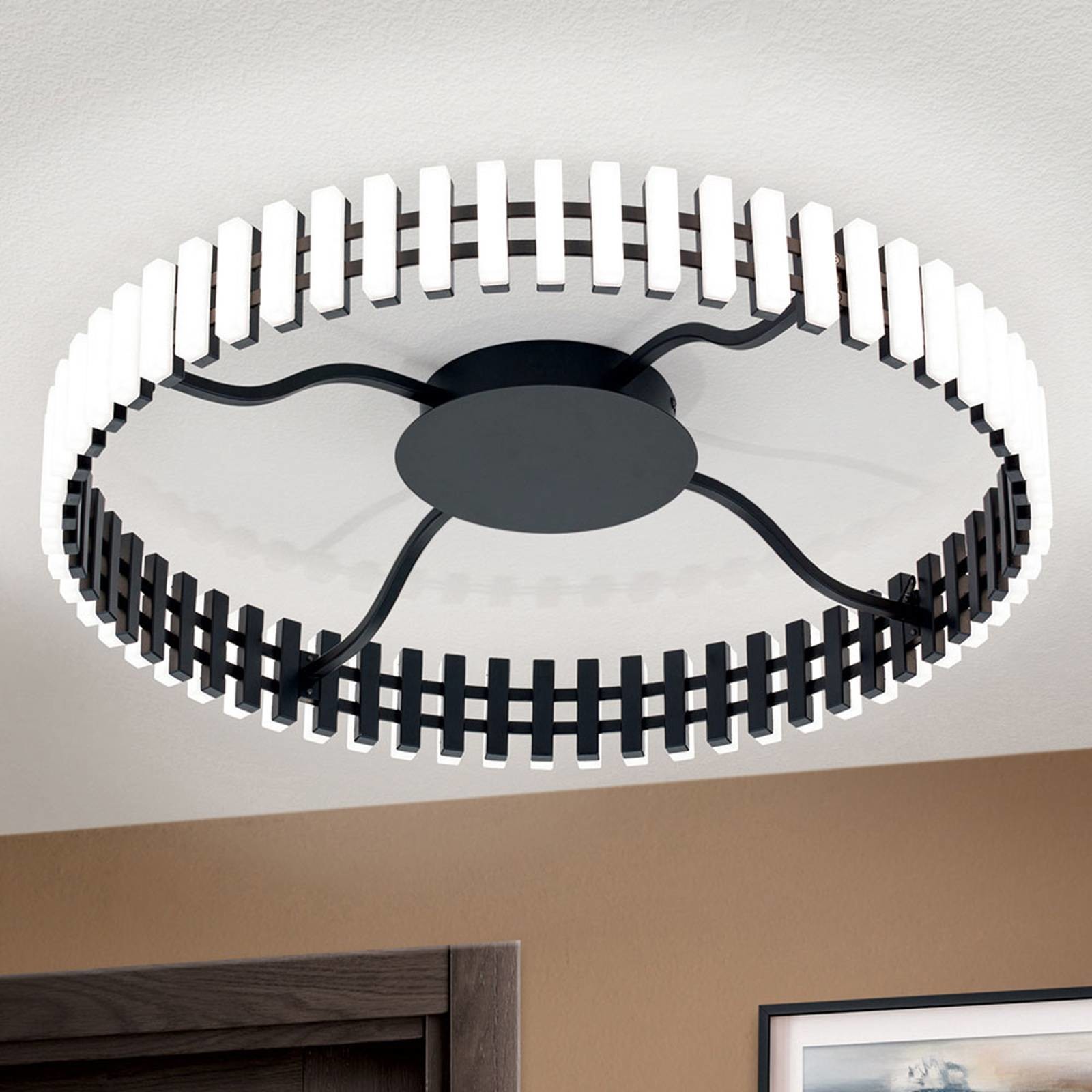 Orion Lampa sufitowa LED Mansion, czarno-biała 63 cm