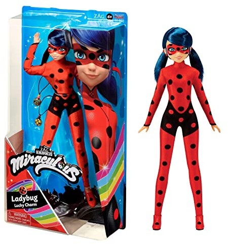 BanDai Miraculous Miraculous Bandai Marinette-Biedronka Lucky Charm-Lalka manekin przegubowy 26 cm-P50012 P50012 Wielokolorowy P50012