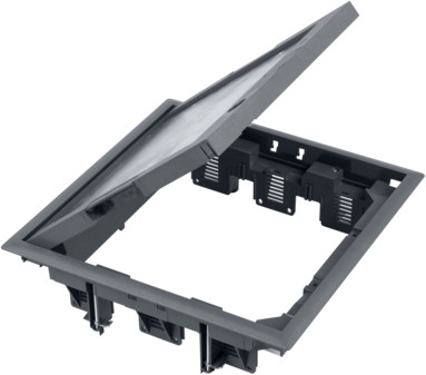 Kontakt Puszka-podłogowa-12x-K45-lub-6x-SIMON500-z-pokrywą-5mm-z-zamkiem-szary FB34105/1