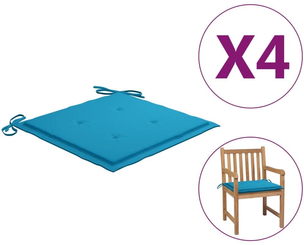 vidaXL Poduszki na krzesła ogrodowe, 4 szt., niebieskie, 50x50x4 cm