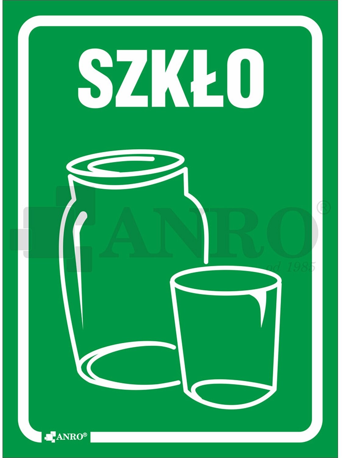 Brik Brik Naklejka na kosz Szkło zielona 15 cm x 20 cm