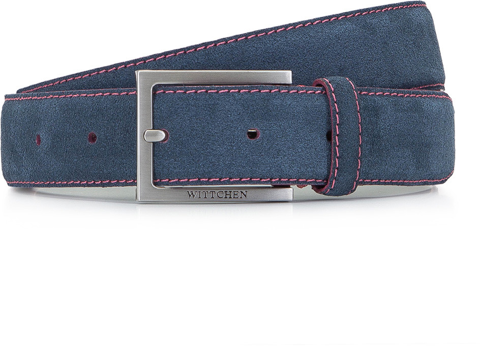 Wittchen Męski pasek ze skóry welurowej z kolorowym stębnowaniem 92-8M-380-7