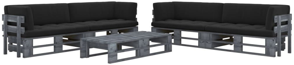 vidaXL 6-częściowy zestaw wypoczynkowy z palet, z poduszkami, szary 3066992