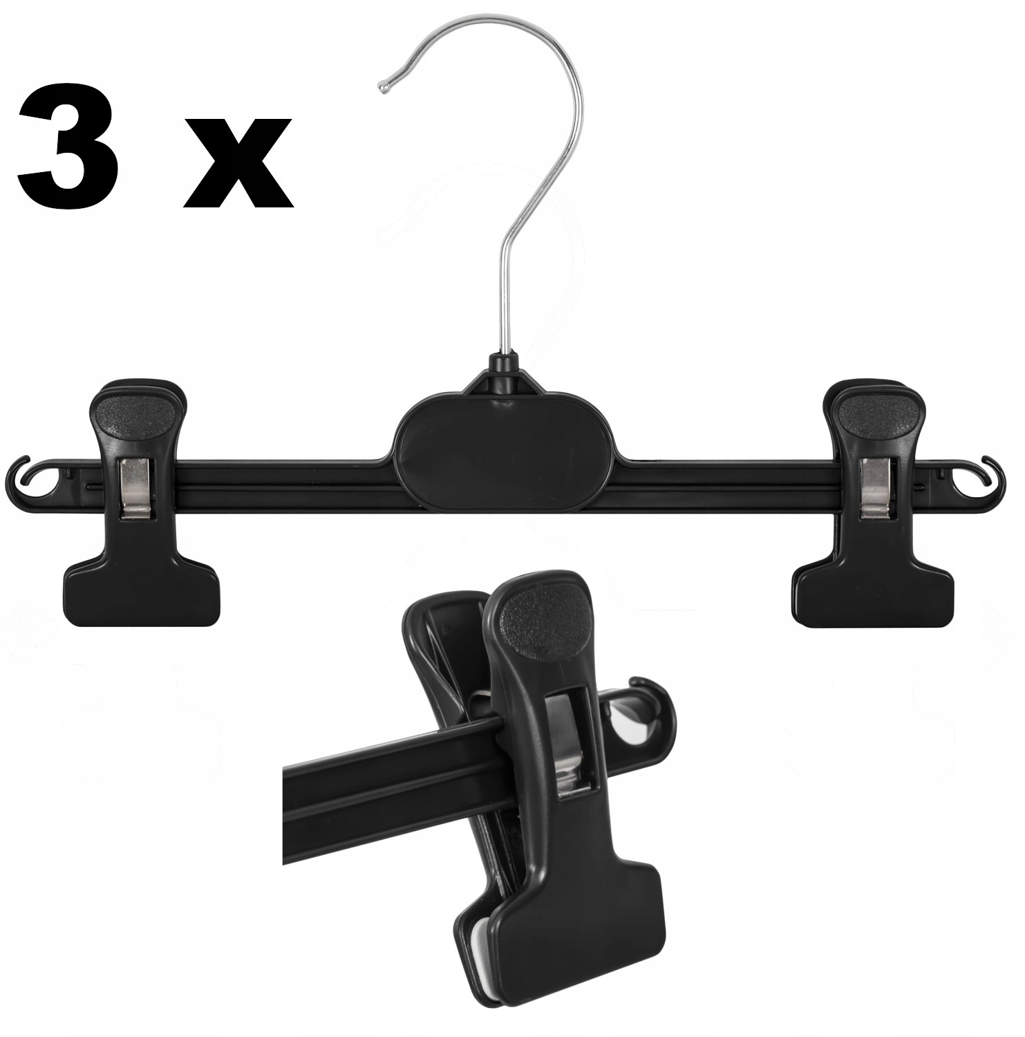 3 x wieszak na ubrania czarny uniwersalny 26 cm