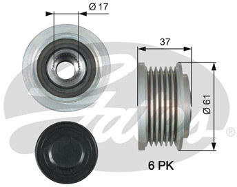 GATES KOŁO PASOWE ALTERNATORA GATES OAP7164 CHEVROLET CRUZE 2,0CDI 09 GATES OAP7164