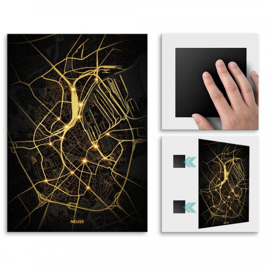 Pix4home Plakat metalowy Mapa City Lights Neuss L POS-L-03310