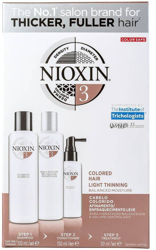 Nioxin System 3 zestaw do pielęgnacji włosów farbowanych, szampon 150ml, odżywka 150ml, kuracja 50ml 15217