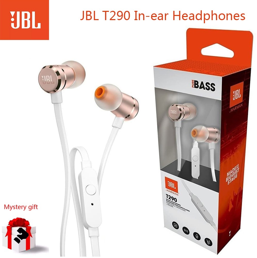 JBL Nowe T290 Harman aluminiowe słuchawki douszne z czystym basem wysokiej jakości słuchawki