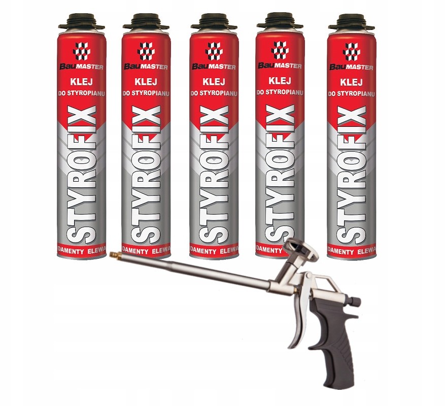 Klej do styropianu w piance xps eps 5 szt+pistolet