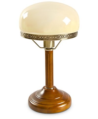 Relaxdays Relaxdays lampa stołowa okrągły drewno stopę nostalgia wygląd wygląd w stylu secesyjnym, beżowy/mosiądz 10016611 10016611