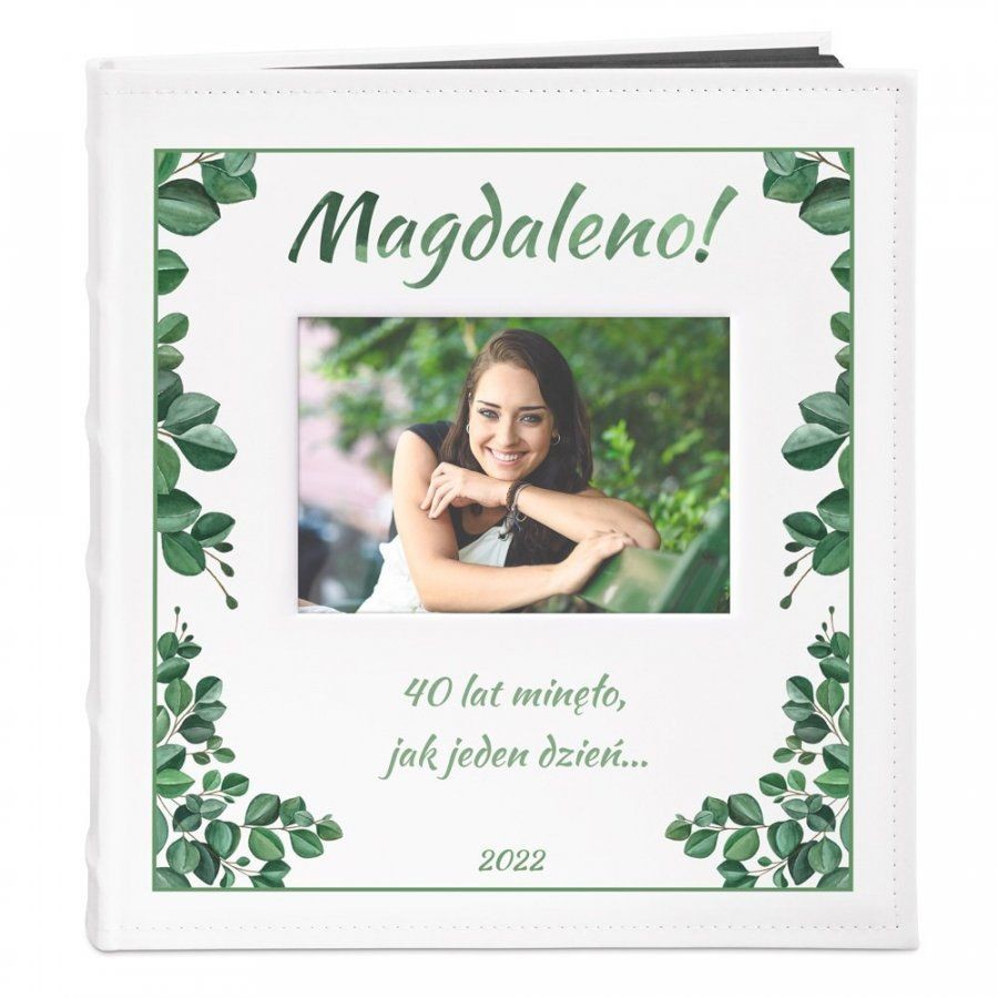 NA Murrano Album z Okienkiem Prezent Urodziny Nadruk Zielone Liście ALB-BO-BK-UV-038