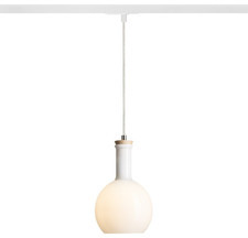 Redlux wisząca lampa szynowa Pulire Rd 1F E14 szkło opalowe/drewno R13210