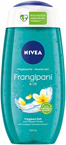 NIVEA pielęgnujący żel pod prysznic Frangipani & Oil (250 ml), orzeźwiający żel pod prysznic z perełkami olejku pielęgnacyjnego, rozpieszczający prysznic o delikatnym zapachu Frangipaniu