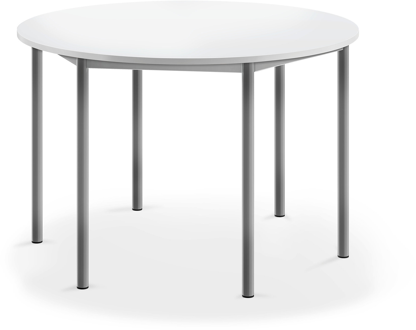 AJ Produkty Biurko BORS, okrągłe, 1200x760 mm, biały laminat, szary aluminium