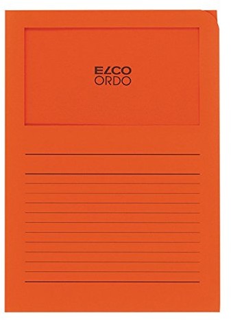 ELCO Elco Ordo Classico papierowe teczki organizery 220 X 310 MM 120 G/M, z nadrukiem i okienkiem 180 X 100 MM karton 100 sztuk Pomarańczowy 29489.82