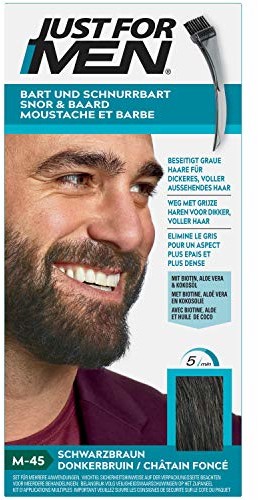 Just for men for Men Barwnik wąsów i brody, czarno-brązowy, eliminuje szarość dla grubszego i pełniejszego wyglądu M45 DACHS MB M45