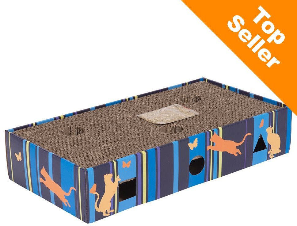 Bitiba Scratch & Play drapak dla kota - Dł. x szer. x wys.: 45,5 x 24 x 9,3 cm / 2 piłki