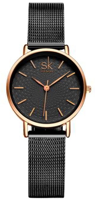 Zegarek SK na bransolecie mesh - czarno-zÅ‚oty K006c