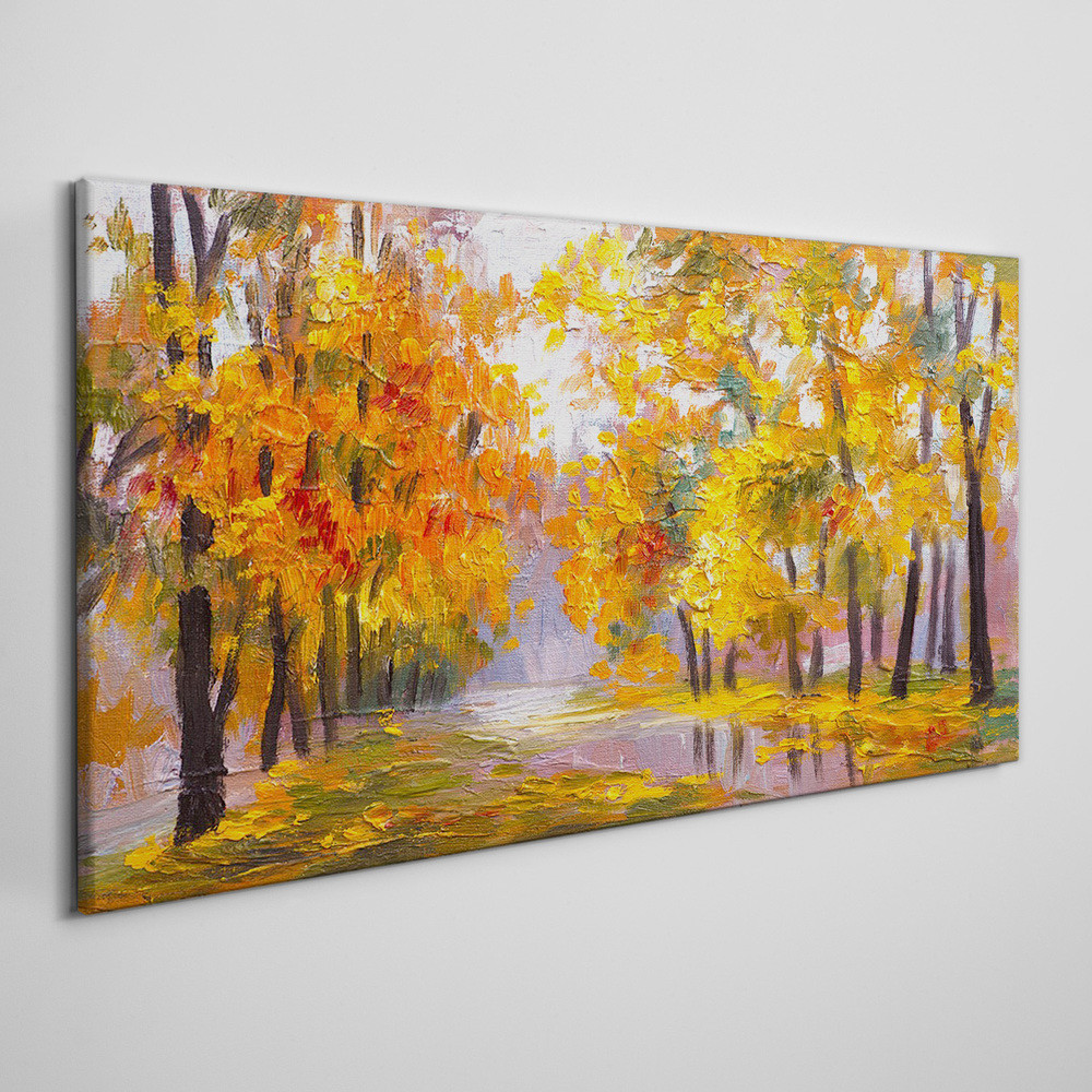 PL Coloray Obraz na Płótnie Abstrakcja las Liście Jesień 120x60cm