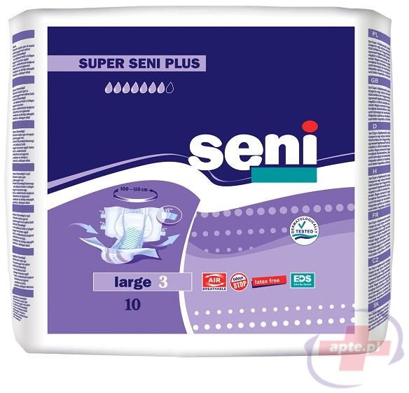 Seni Pieluchomajtki Super Plus rozmiar L x10 sztuk