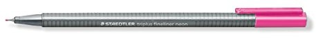 Staedtler 334  221 Fineliner triplus, trzon trójkątnym, metalizowane koronka, około 0.3 MM, 10 sztuk w kartonie etui, Neon Pink 334-221