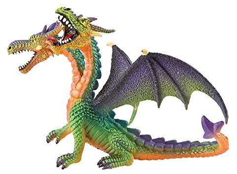 Bullyland 75596 figurka do gier, smok z głowicami 2 Zielony, ok. 13 cm
